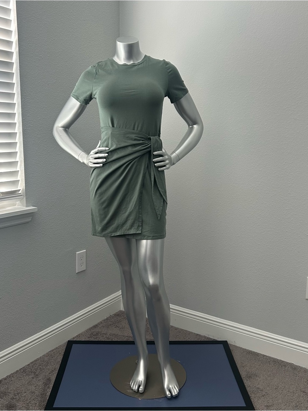 a new day Olive Green Short Tie-Waist Mini Dress